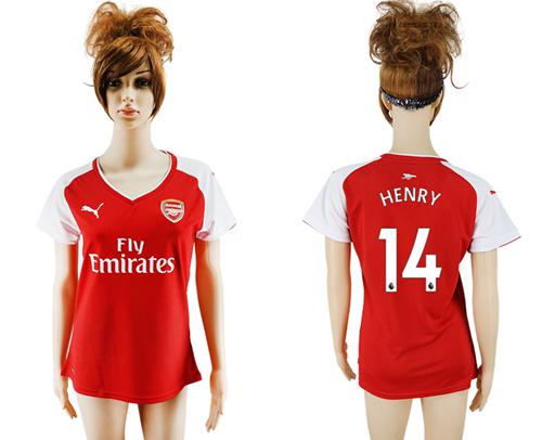 Women's Arsenal #14 Henry Home Soccer Club Jersey - Click Image to Close